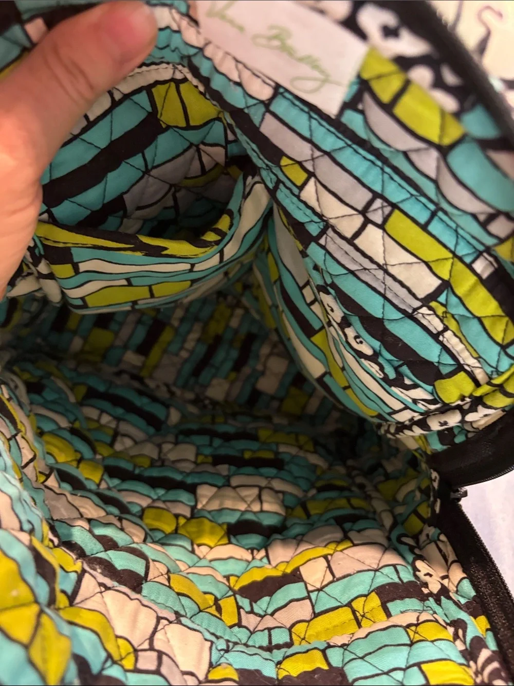 Vera Bradley Island Blooms Quilted Backpack Turquoise Lime White Floral